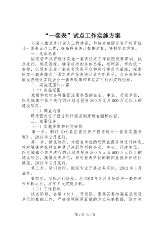 “一套表”试点工作方案 