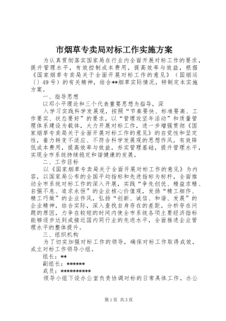 市烟草专卖局对标工作方案 