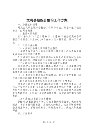 文明县城综合整治工作实施方案 
