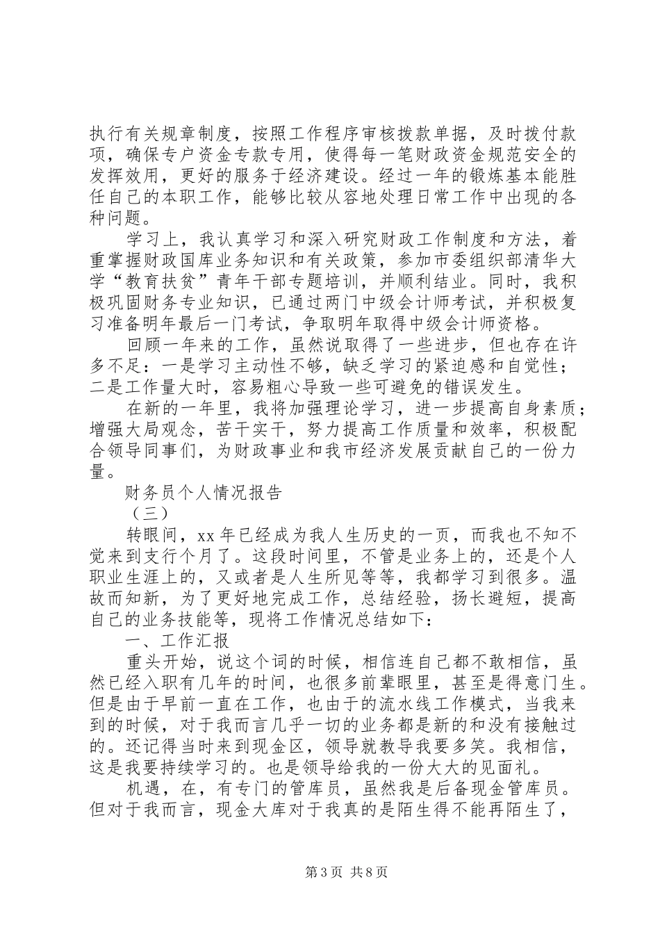 财务员个人情况报告5篇 _第3页
