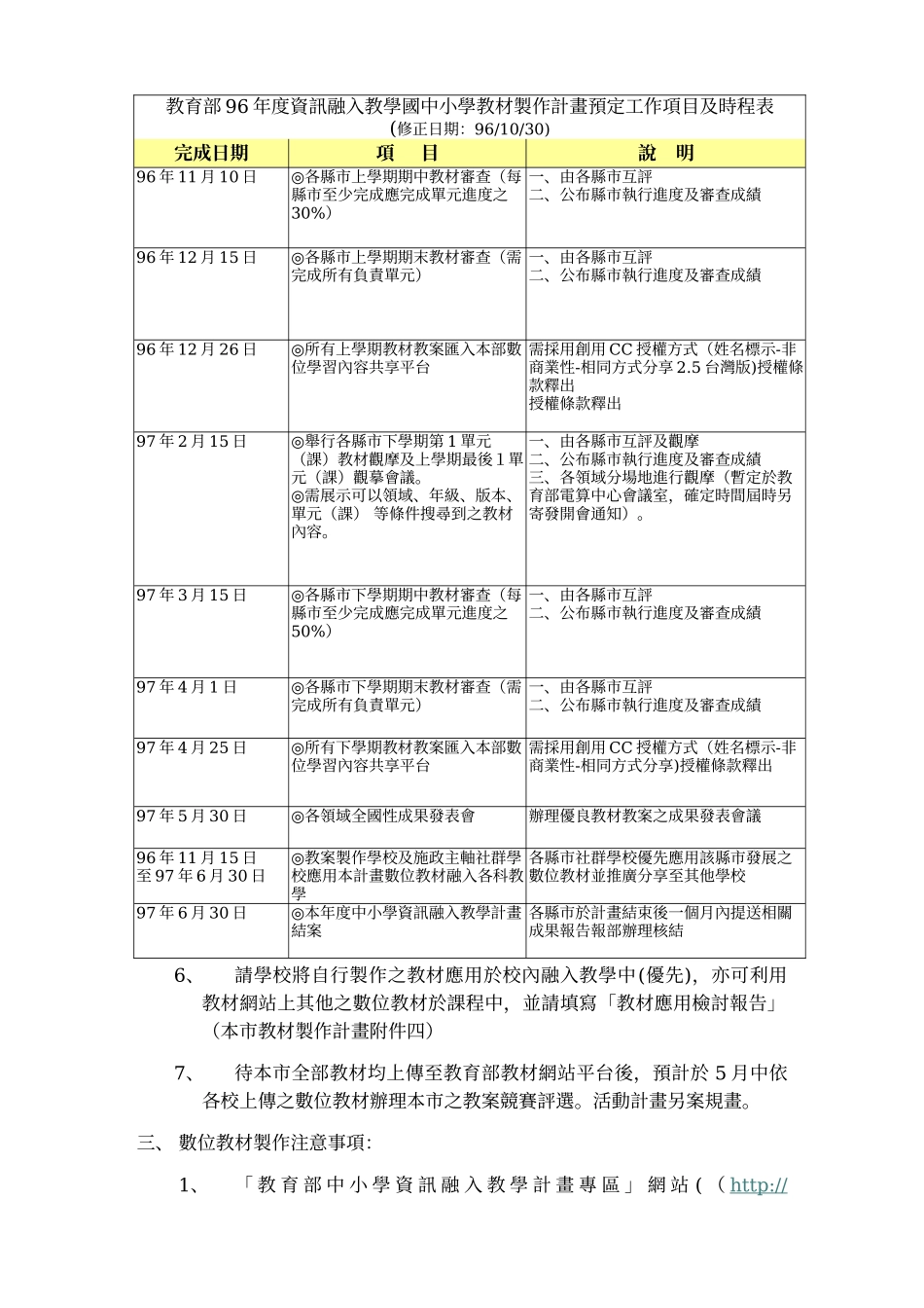 教育部补助嘉义市『96学年度数位教材制作计画』说明会议程_第2页