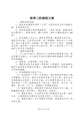 雨季三防演练实施方案 