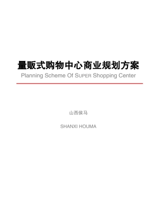 量贩式购物中心商业规划方案