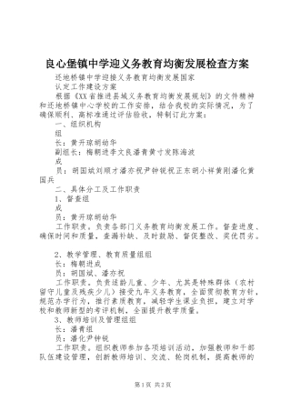 良心堡镇中学迎义务教育均衡发展检查实施方案 