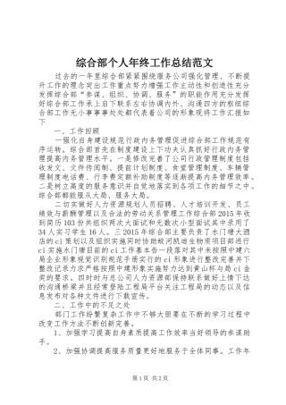 综合部个人年终工作总结范文