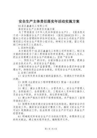安全生产主体责任落实年活动方案 