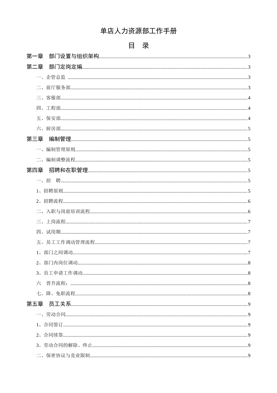 单店人力资源部工作手册_第1页