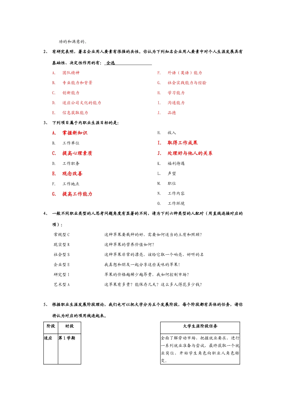 “大学生职业生涯规划”考试复习参考题_第2页