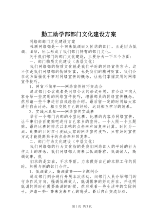 勤工助学部部门文化建设实施方案 