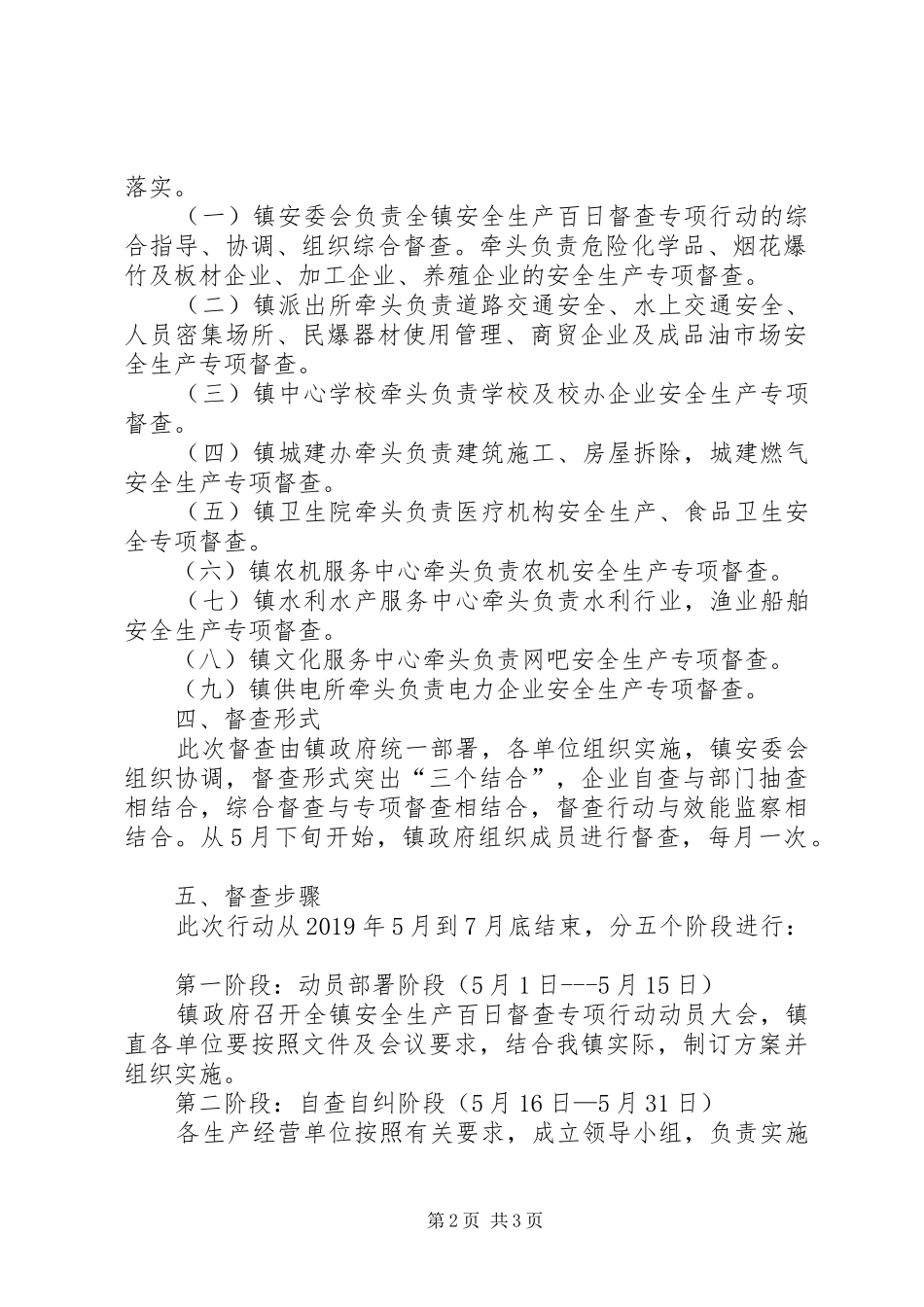 乡镇安全生产督查专项行动工作实施方案 _第2页