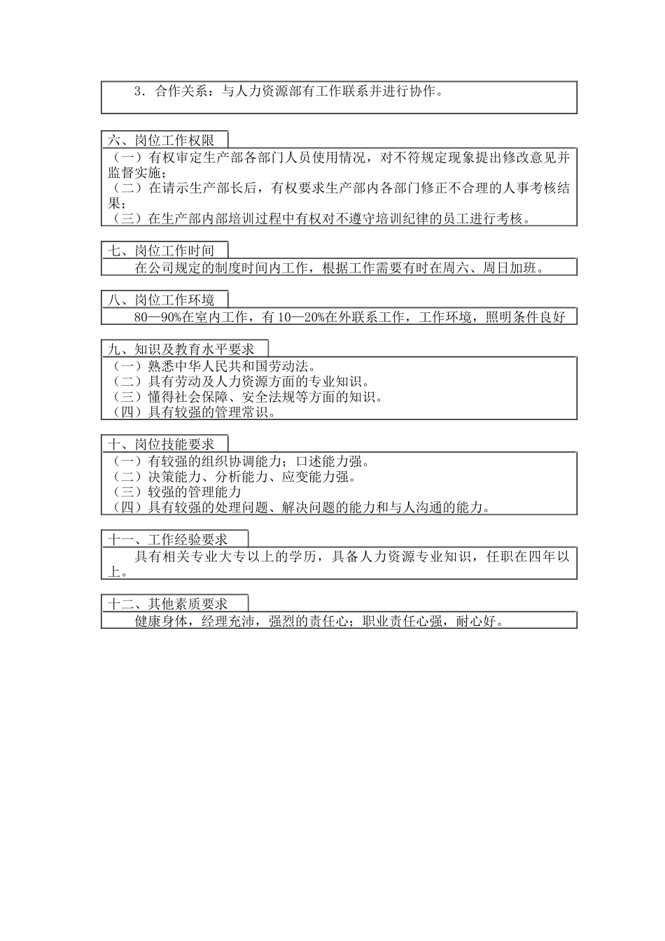 登康口腔护理用品股份有限公司生产部外派人事专员岗位说明书_第2页