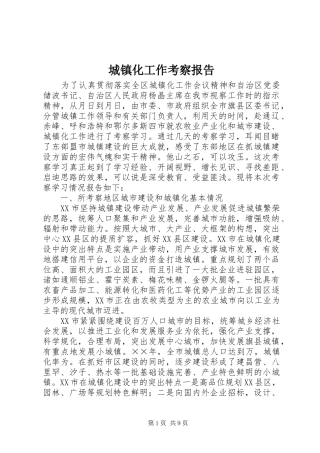 城镇化工作考察报告 