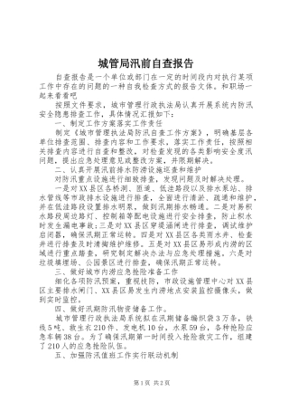 城管局汛前自查报告 