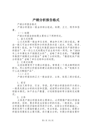 产销分析报告格式 