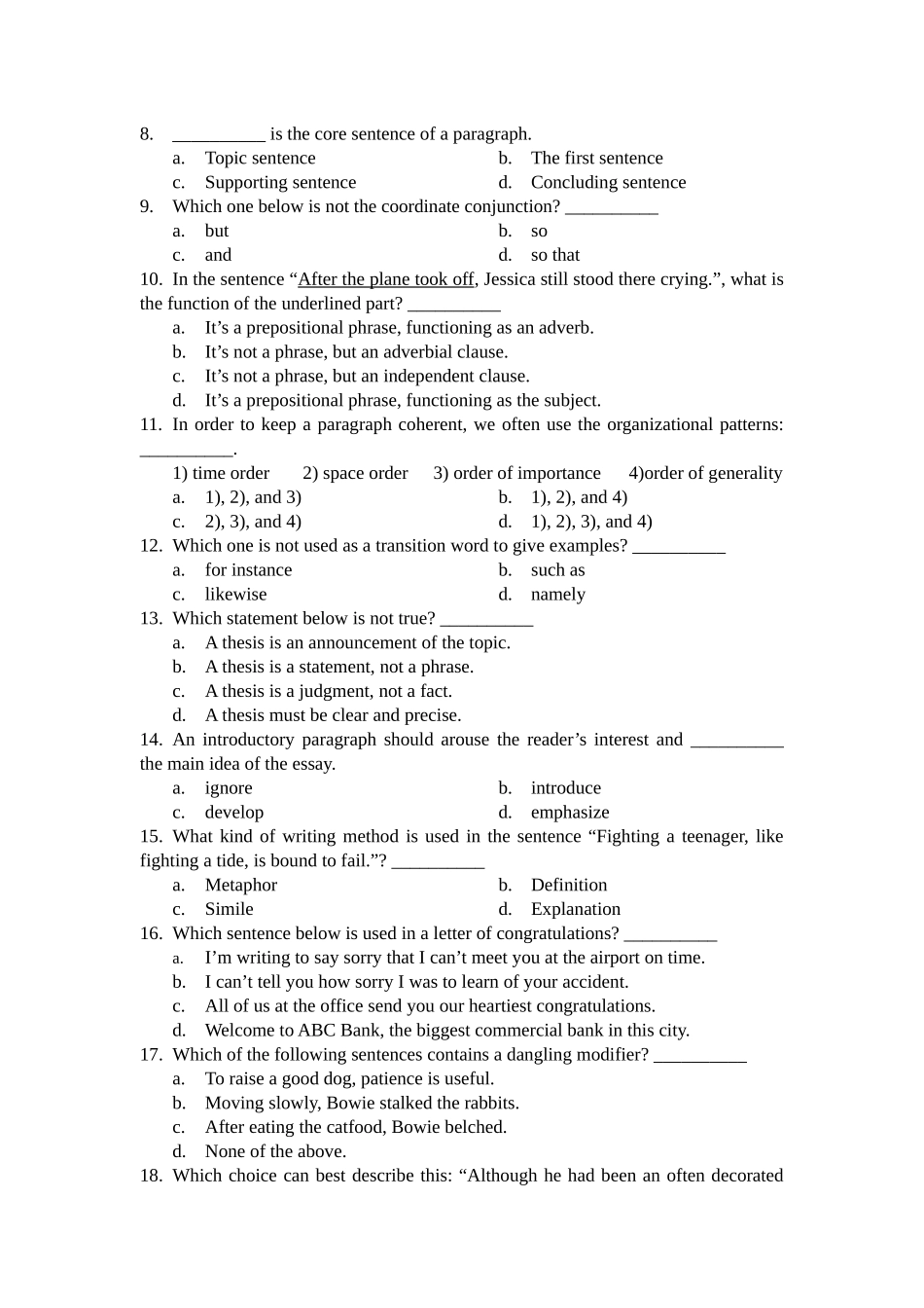 大学英语应用写作期末考试试题_第2页