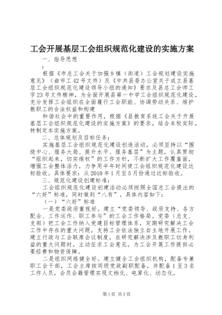 工会开展基层工会组织规范化建设的方案 