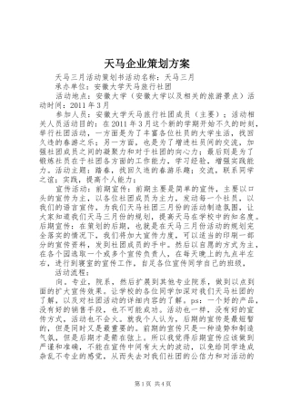 天马企业策划实施方案 