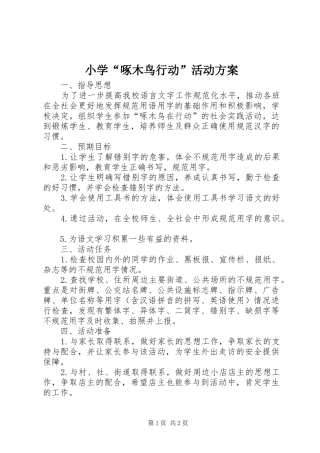 小学“啄木鸟行动”活动方案