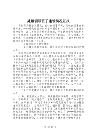 处级领导班子建设情况汇报 