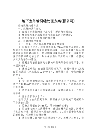 地下室外墙裂缝处理实施方案(报公司) 