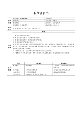 分部行政部职位说明书(26)