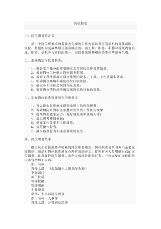 岗位职责含义范本