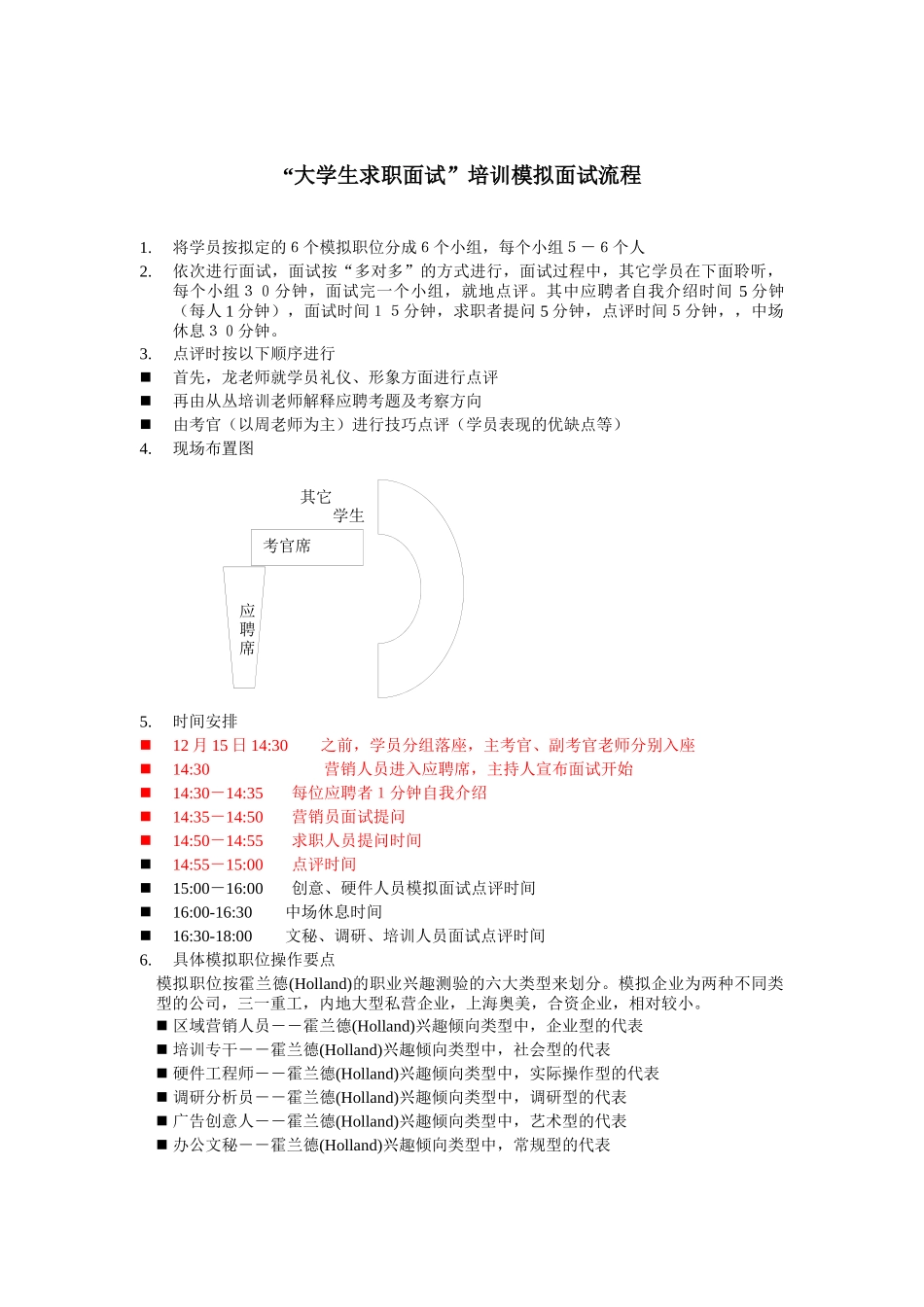 大学生求职与面试模拟招聘流程要点（6页）_第1页