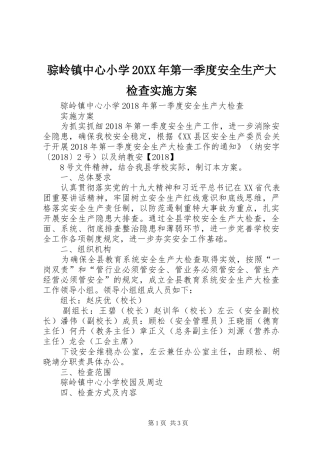 骔岭镇中心小学20XX年第一季度安全生产大检查方案