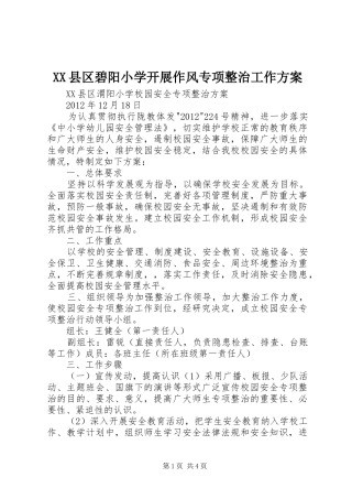 XX县区碧阳小学开展作风专项整治工作实施方案 