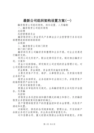 最新公司组织架构设置实施方案(一) 