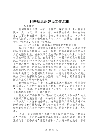 村基层组织建设工作汇报 
