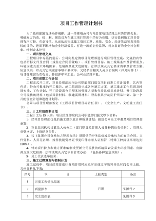 某工程项目工作管理计划书