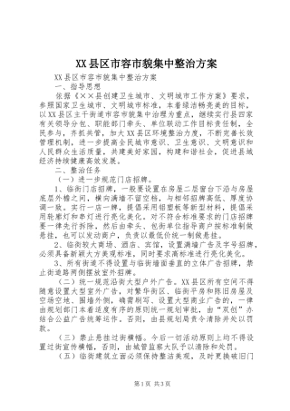 XX县区市容市貌集中整治实施方案 