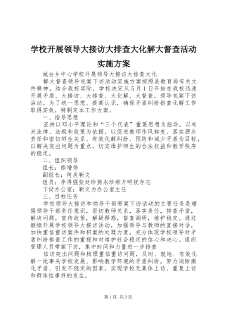 学校开展领导大接访大排查大化解大督查活动方案 