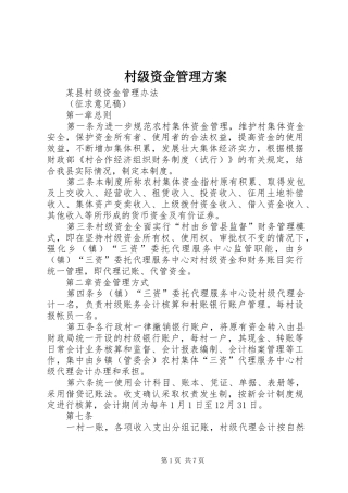 村级资金管理实施方案 