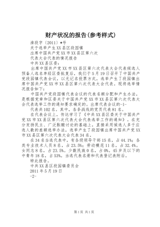 财产状况的报告(参考样式) 