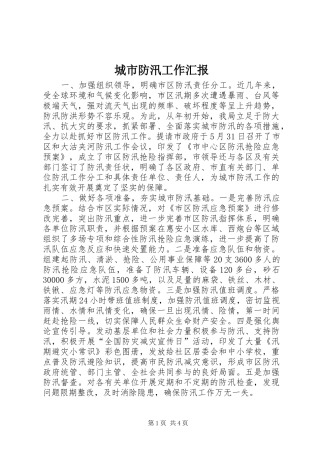城市防汛工作汇报 