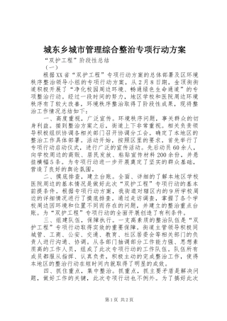 城东乡城市管理综合整治专项行动实施方案 