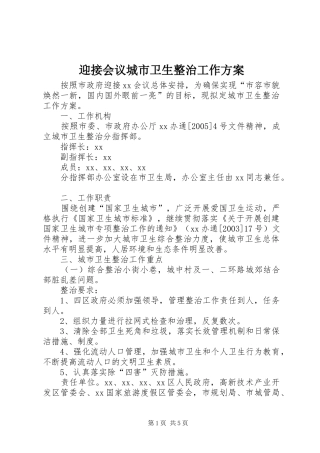 迎接会议城市卫生整治工作方案