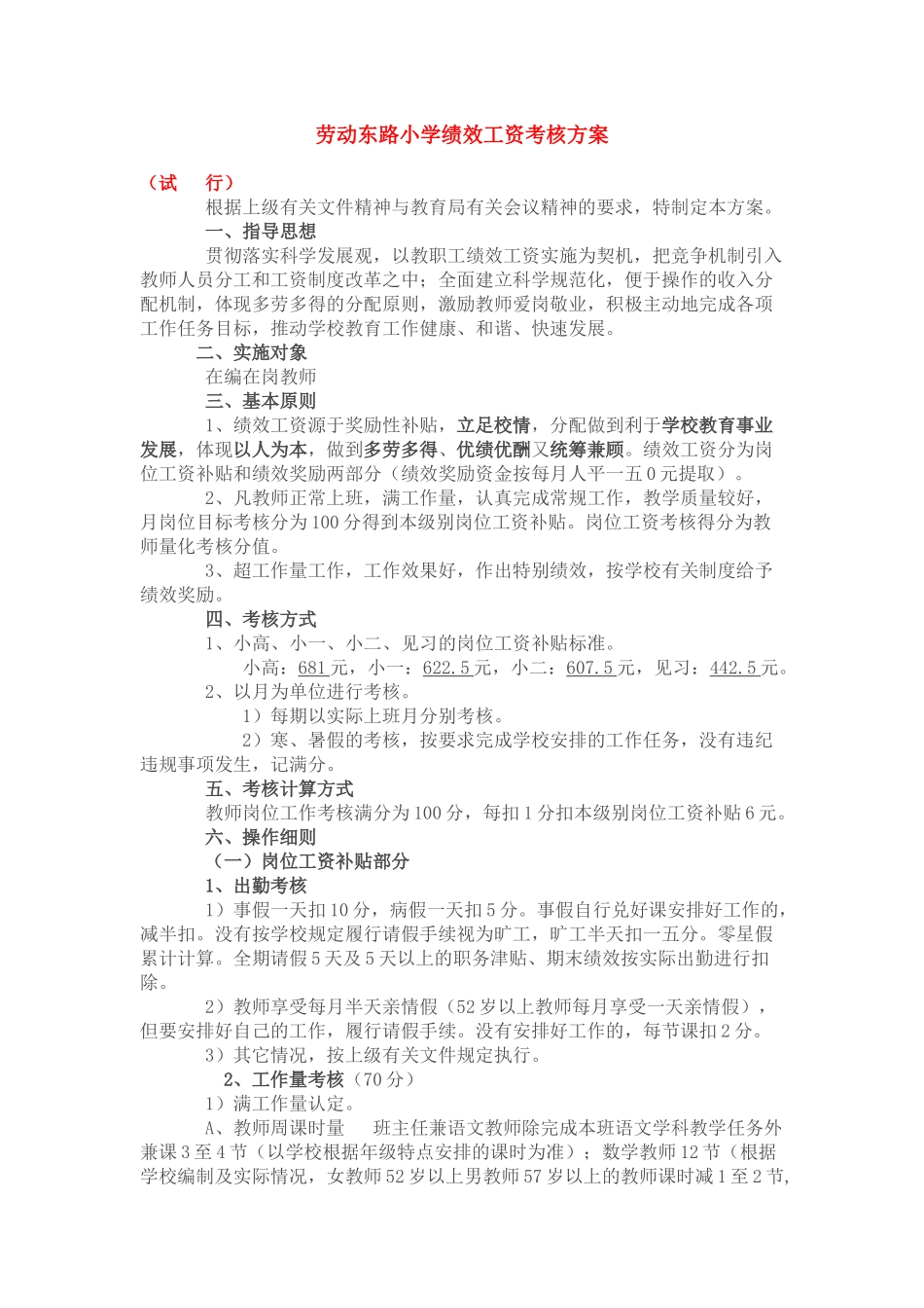 岗位绩效工资考核方案_第1页