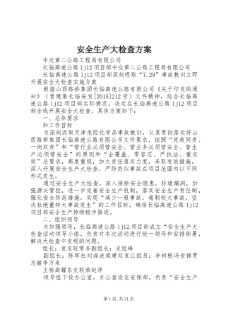 安全生产大检查实施方案 