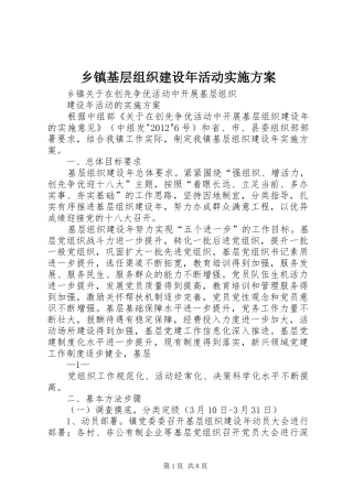 乡镇基层组织建设年活动实施方案