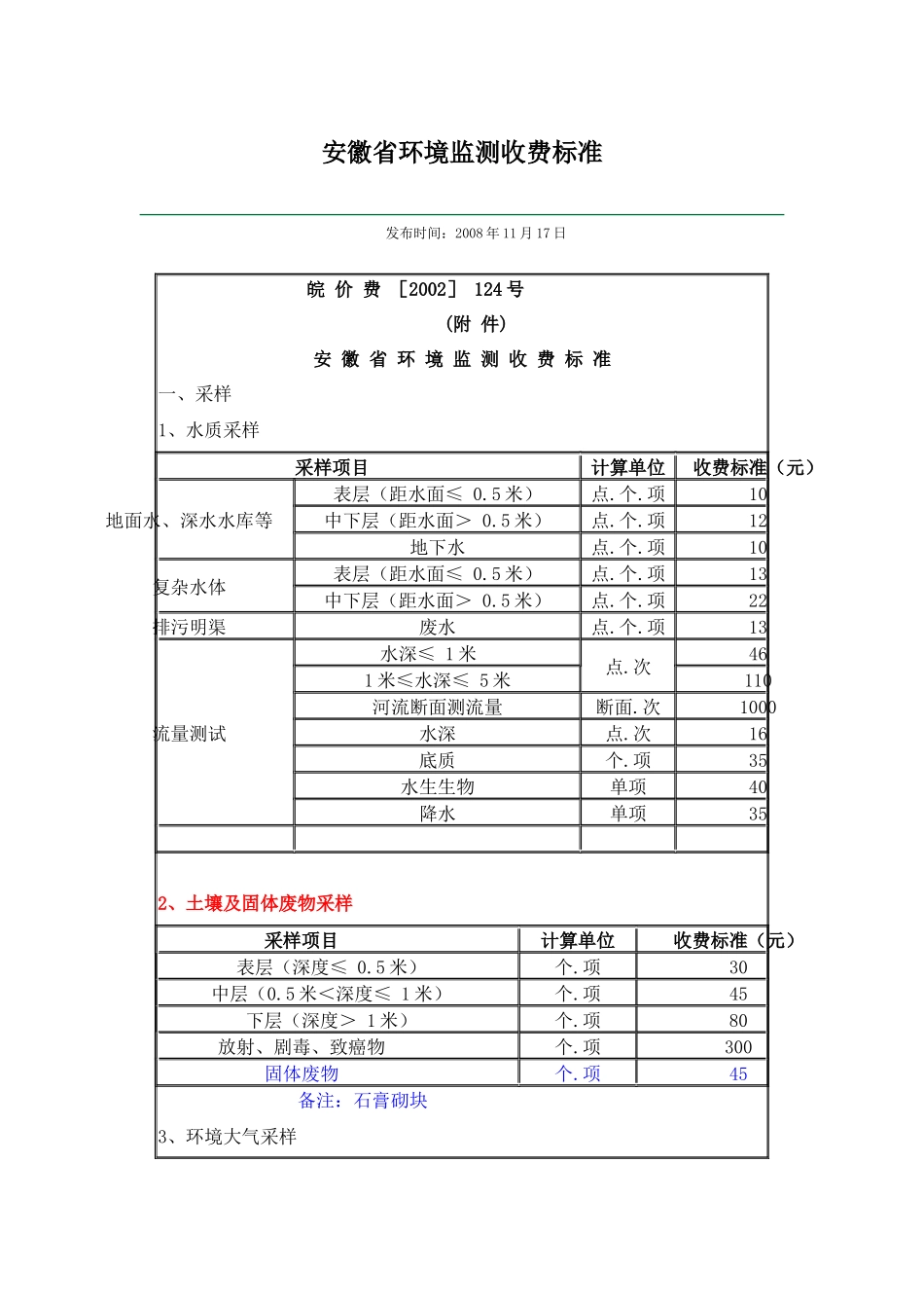 安徽省环境监测收费标准_第1页