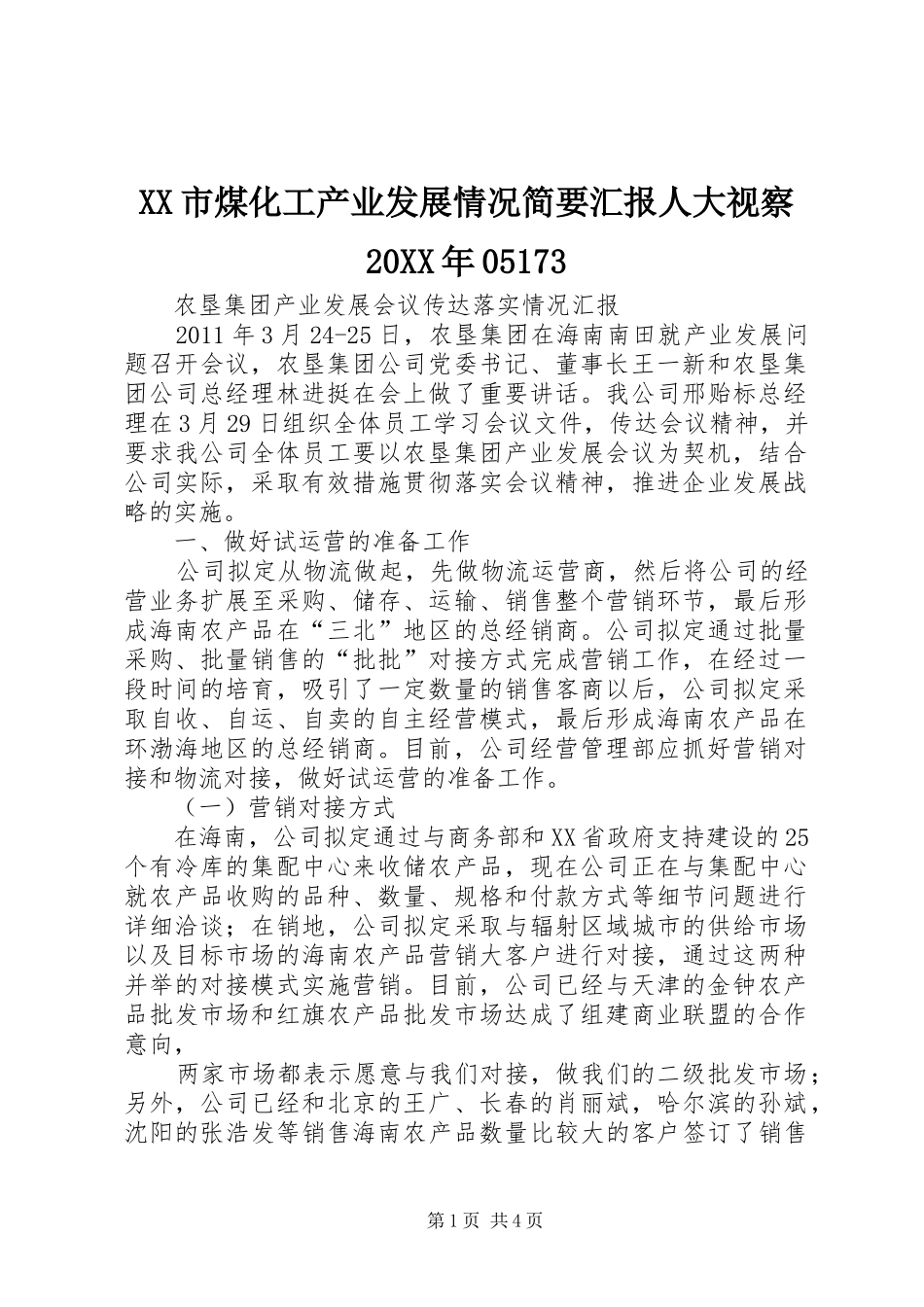 XX市煤化工产业发展情况简要汇报人大视察20XX年05173 (5)_第1页