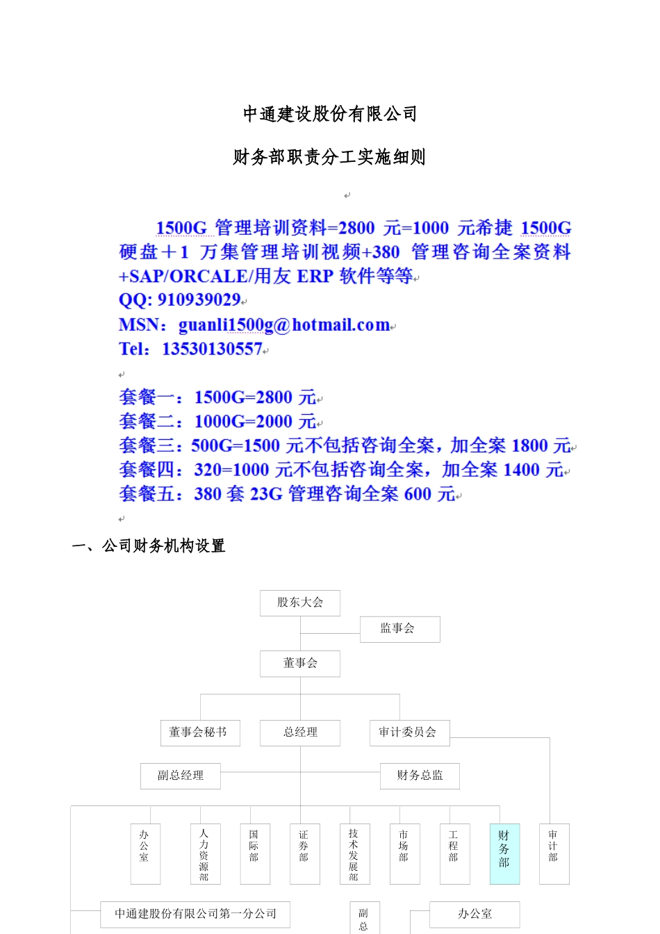 财务部职责分工实施细则[1]_第1页