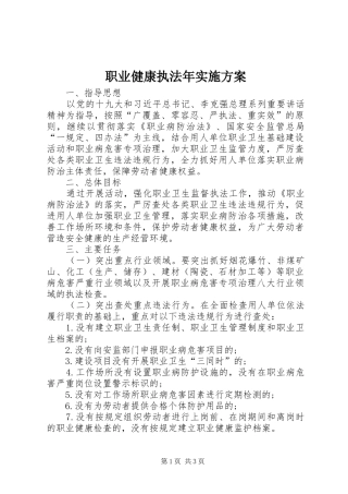 职业健康执法年实施方案