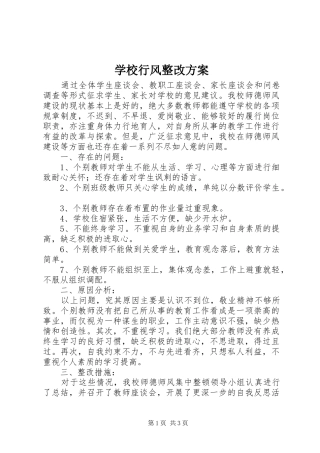 学校行风整改实施方案 