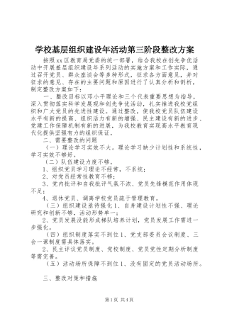 学校基层组织建设年活动第三阶段整改实施方案 