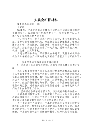 安委会汇报材料 