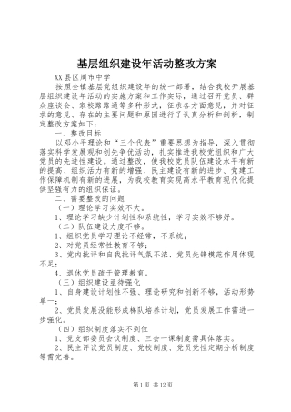 基层组织建设年活动整改实施方案 